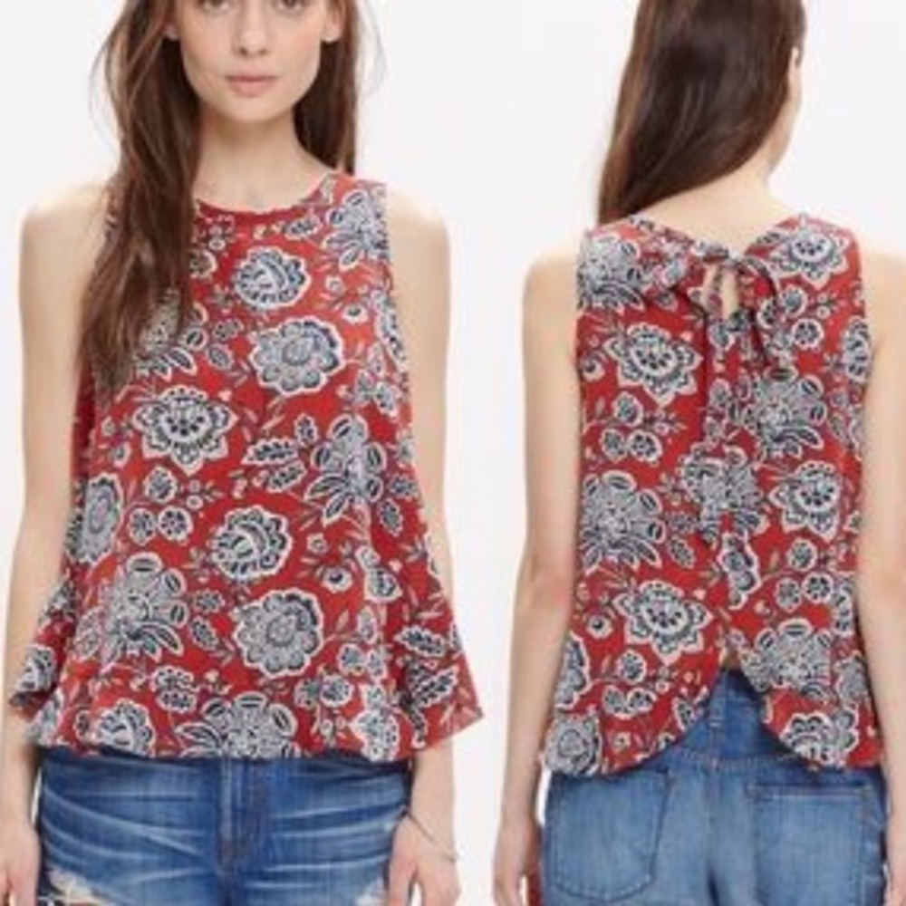 Madewell Silk bow back tank